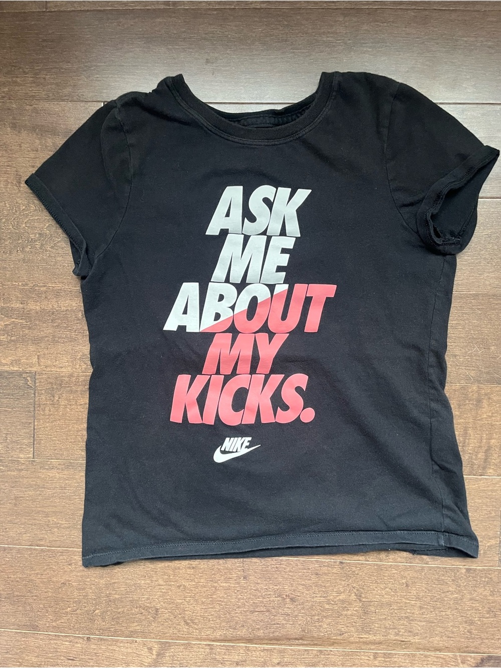 Nike Black Short-Sleeve Tee with Pink & White Graphic